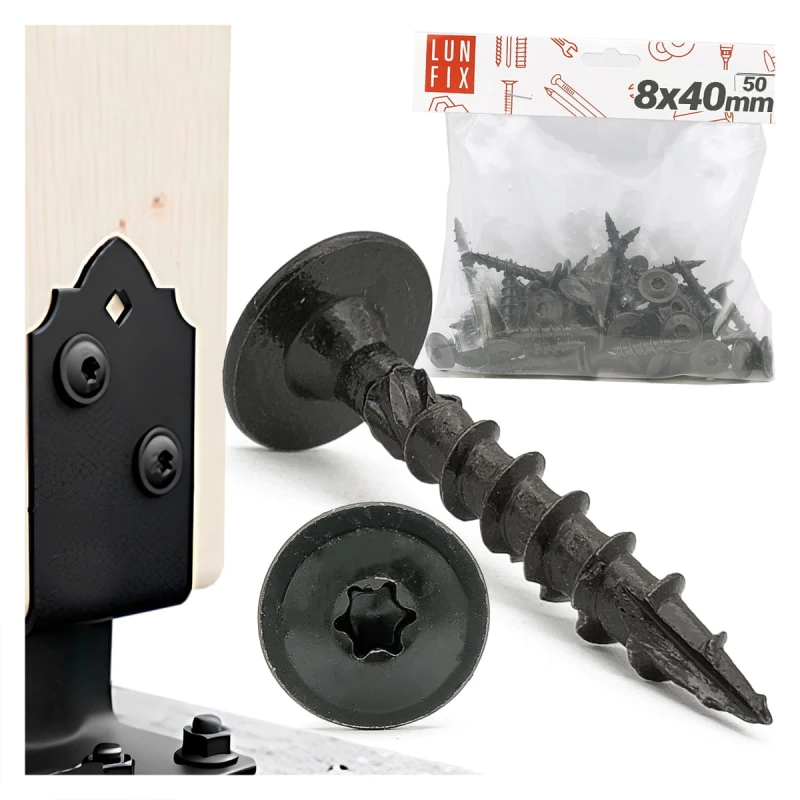 Pfostenschrauben Shwarz 8 x 40mm 50 Stück T40
