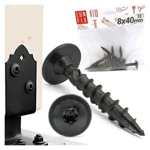 Pfostenschrauben Shwarz 8 x 40mm 10 Stück T40
