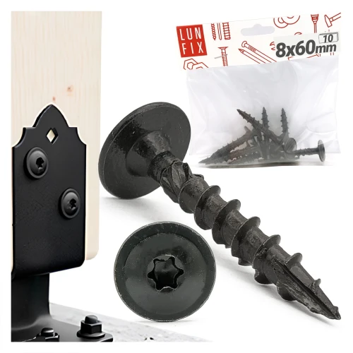 Pfostenschrauben Shwarz 8 x 60mm 10 Stück T40