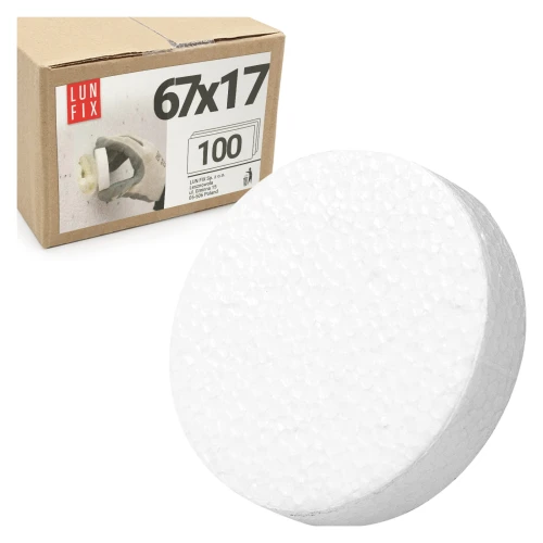 Styropor Abdeckkappen Rondelle Ø 67 mm Weiß 100stk.
