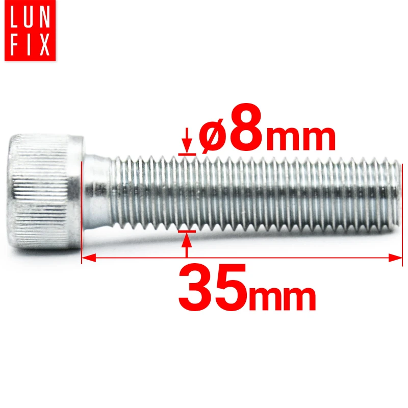 Zylinderkopfschrauben mit Innensechskant M8x35 mm Teilgewinde Festigkeitsklasse 8.8 20stk DIN 912