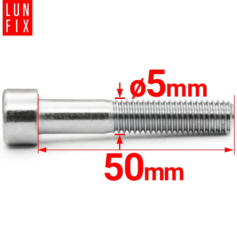 Zylinderkopfschrauben mit Innensechskant M5x50 mm Teilgewinde Festigkeitsklasse 8.8 20stk DIN 912