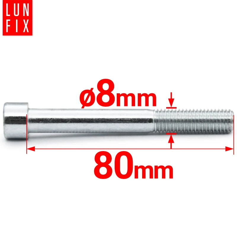 Zylinderkopfschrauben mit Innensechskant M8x80 mm Teilgewinde Festigkeitsklasse 8.8 10stk DIN 912