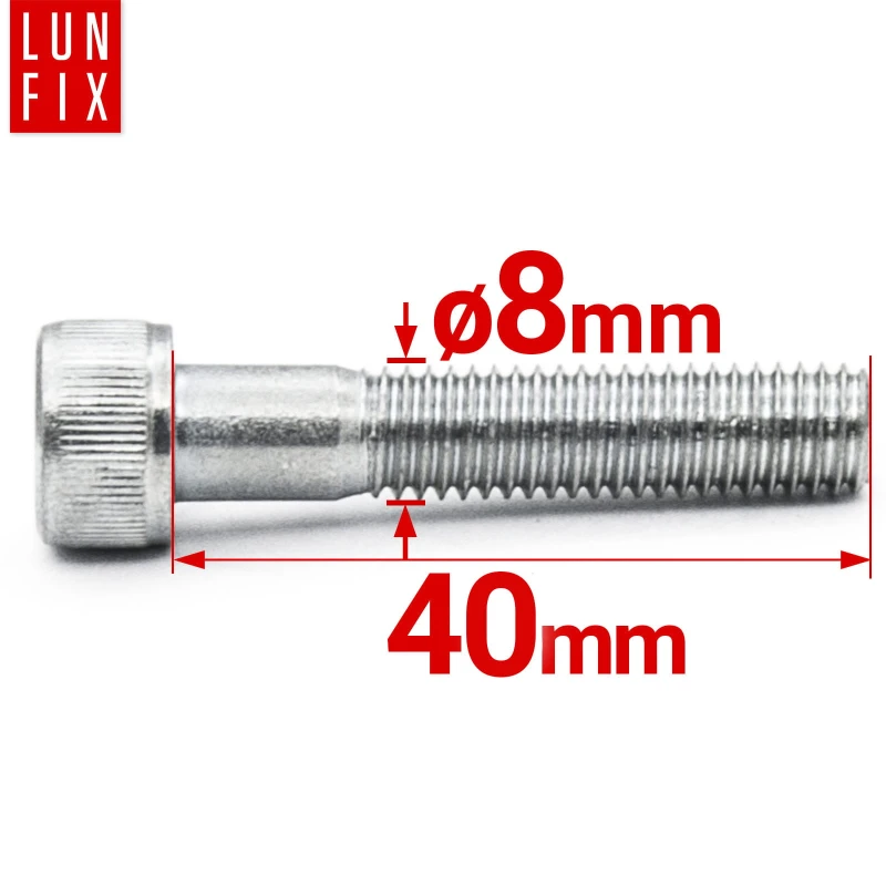 Zylinderkopfschrauben mit Innensechskant M8x40 mm Teilgewinde Festigkeitsklasse 8.8 10stk DIN 912