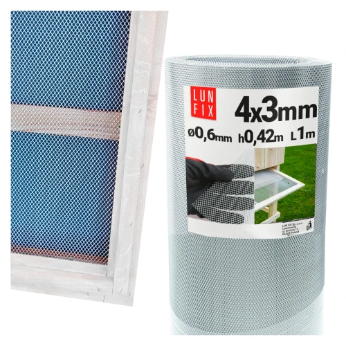 Netz für Bodenkisten Masche 4x3mm fi0.6mm h42cm 1mb