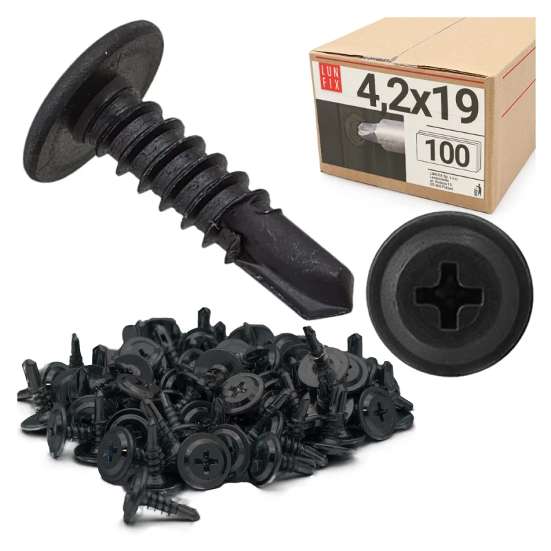 Bohrschrauben Schwarz 4,2 x 19 mm 100 Stk.