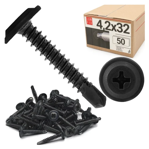 Bohrschrauben Schwarz 4,2 x 32 mm 50 Stk.