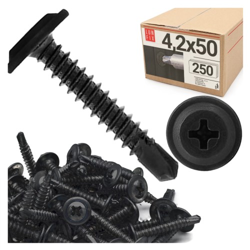 Bohrschrauben Schwarz 4,2 x 50 mm 250 Stk.