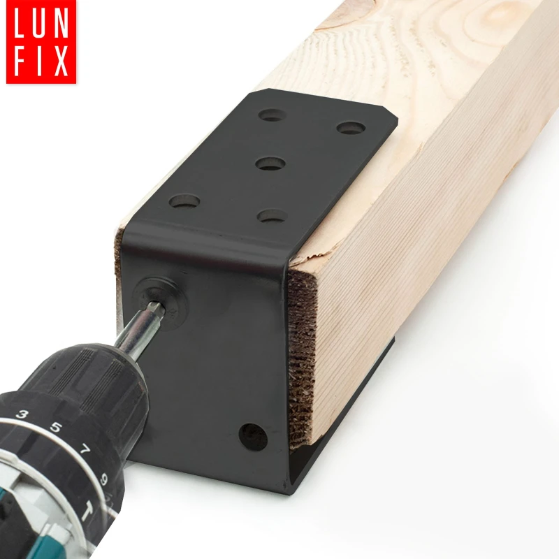 U-Pfostenträger Aufschraubbar Shwarz 70x120 mm