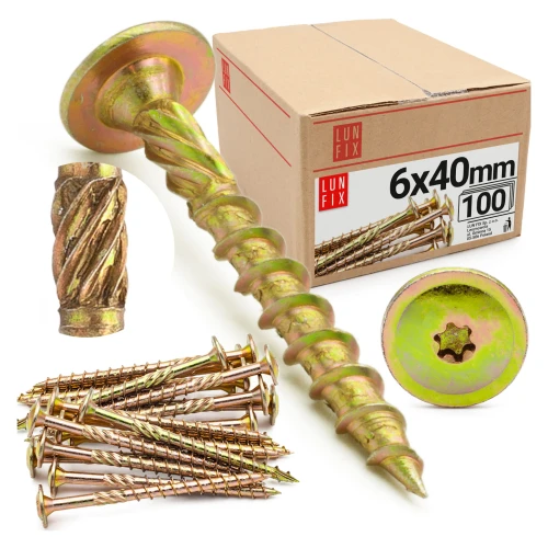 Holzbauschrauben Tellerkopf 6x40 für Holz WKCP 100 Stück