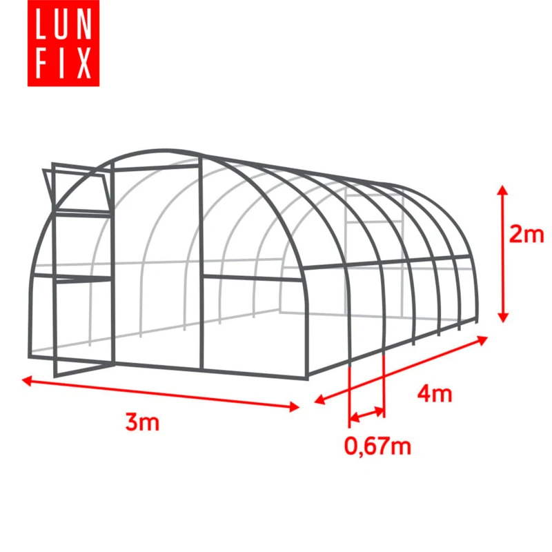 Szklarnia z poliwęglanu 3x4 m "tunel" profil 40x20 mm grubość 4 mm
