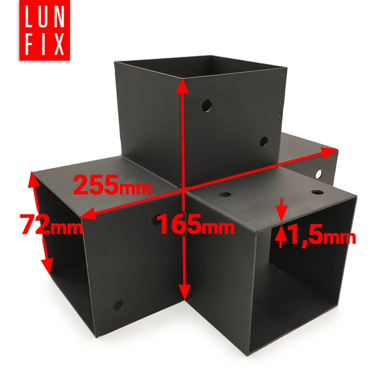 Montage Satz: Schwarz Eckverbinder X 7 x 7 cm + Schrauben