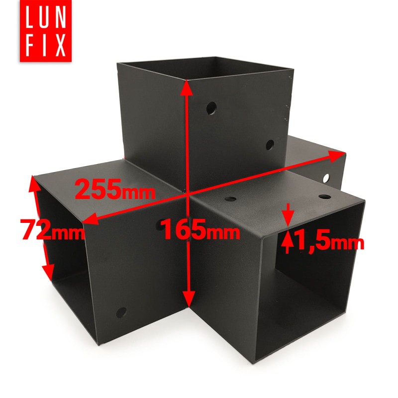 Zestaw łącznik kantówki 7x7cm kształt X z wkrętami 8x40 mm