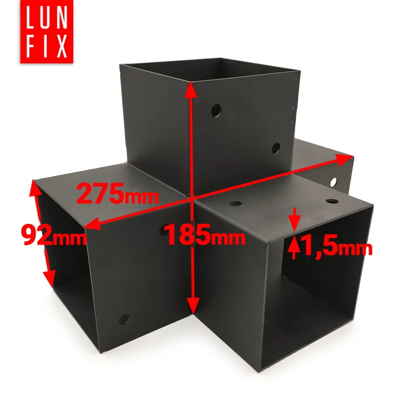 Montage Satz: Schwarz Eckverbinder X 9 x 9 cm + Schrauben