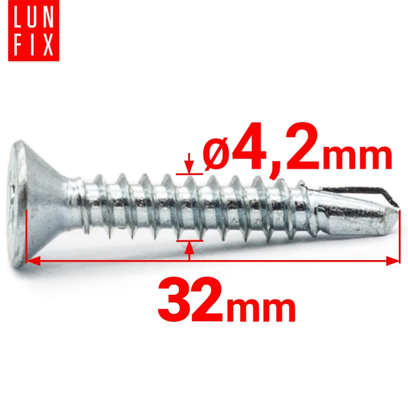 Blechschrauben mit Senkkopf 4,2 x 32 mm 500 Stück DIN7504