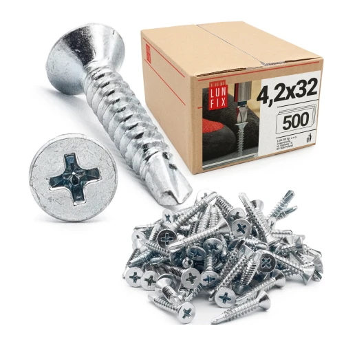 Blechschrauben mit Senkkopf 4,2 x 32 mm 500 Stück DIN7504