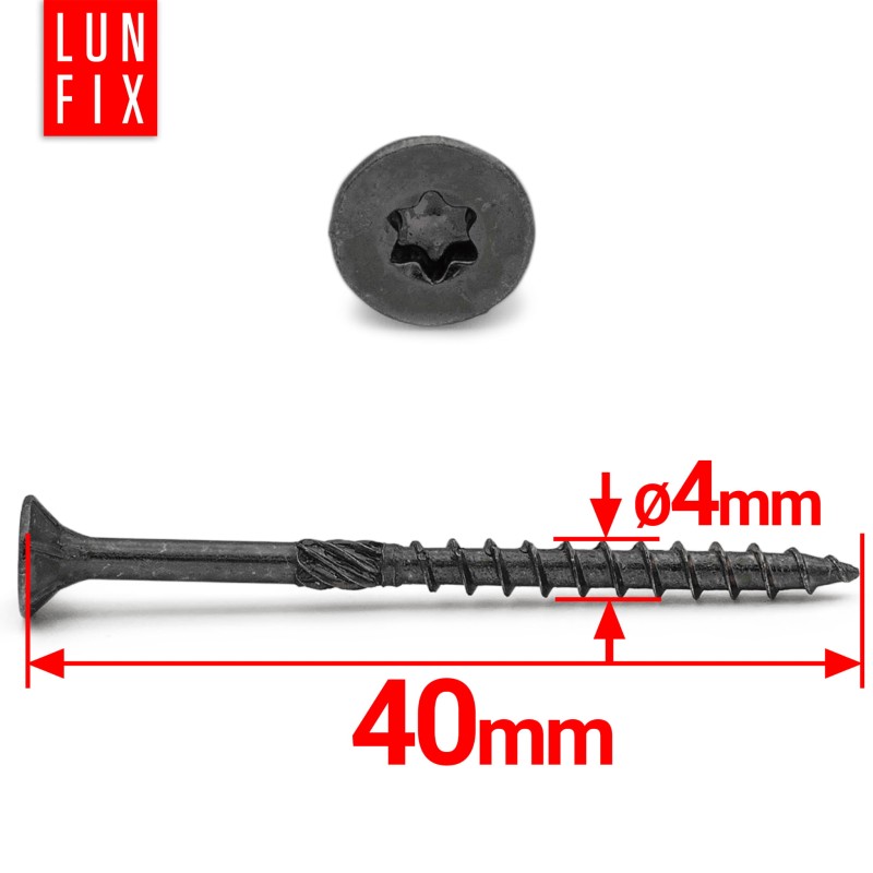 Wkręty ciesielskie czarne stożkowe 4x40 do drewna KMWHT 500szt.