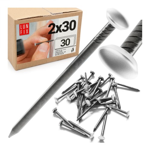 Bildernägel schwarz mit silberfarbenem Dekokopf  2x30 Betonnägel 30 Stück
