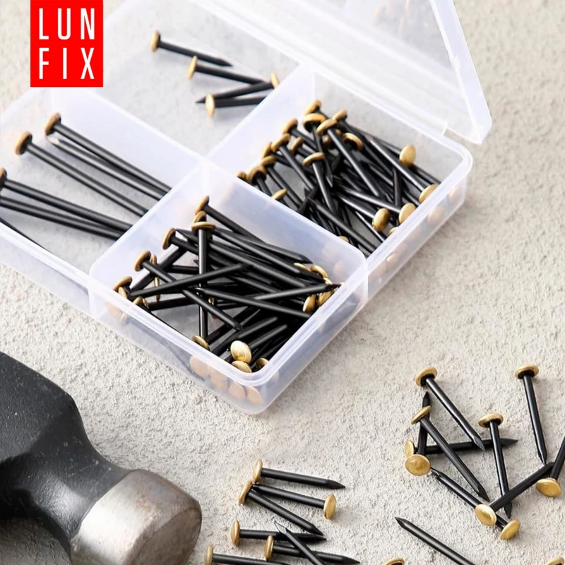 Bildernägel schwarz mit goldfarbenem Dekokopf  2x50 Betonnägel 30 Stück