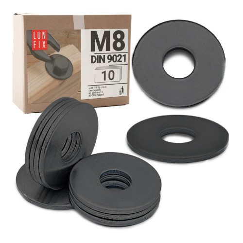 Runde Unterlegscheibe M8 Shwarz verzinkt DIN9021 10stk