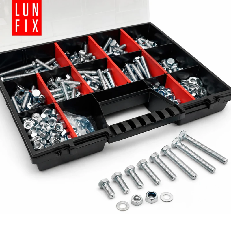 Schrauben Muttern und Unterlegscheiben Sortiment M12 390 Teile 1 Packung