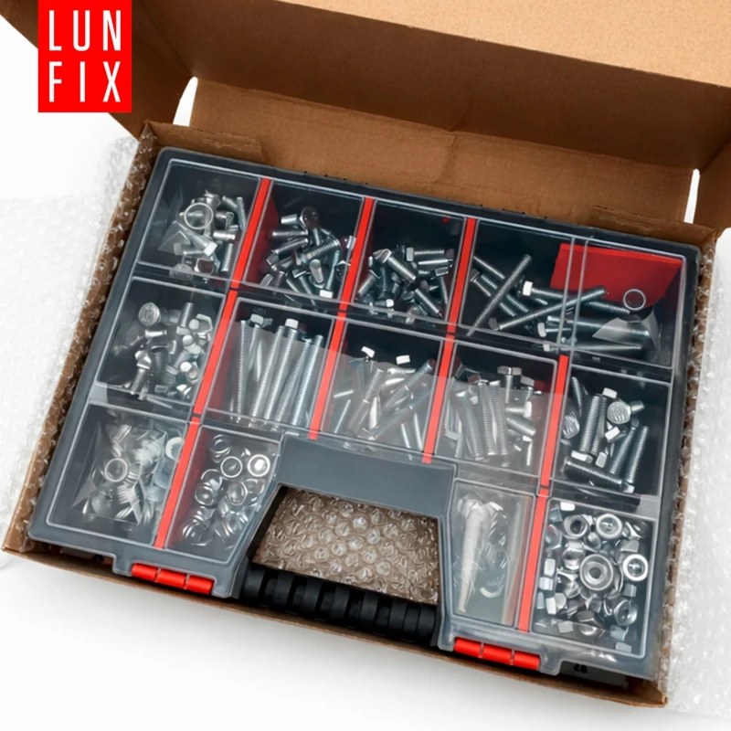 Schrauben Muttern und Unterlegscheiben Sortiment M12 390 Teile 1 Packung
