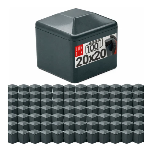 Außenkappe für Vierkantpfosten 20x20 mm, Graphit - 100 Stück