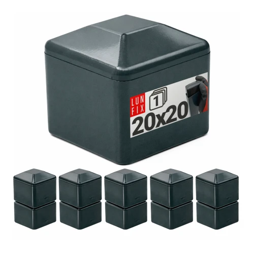 Außenkappe für Vierkantpfosten 20x20 mm, Graphit - 10 Stück