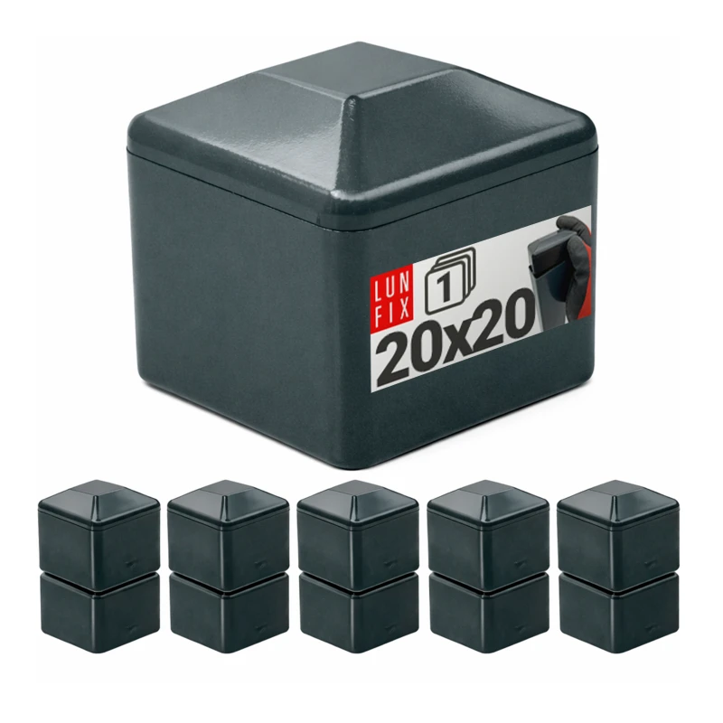 Außenkappe für Vierkantpfosten 20x20 mm, Graphit - 10 Stück