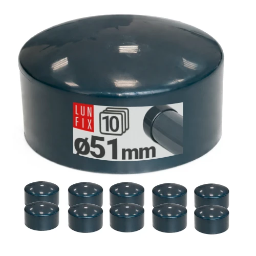 Außenkappe für Rundpfosten Ø51 mm, Schwarz - 10 Stück
