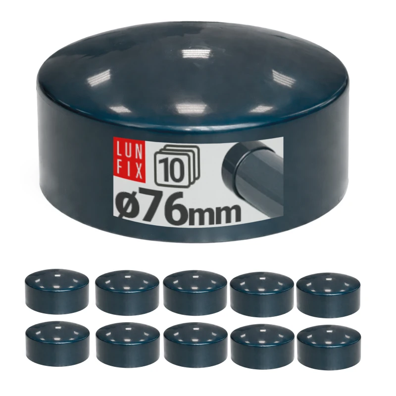 Außenkappe für Rundpfosten Ø76 mm, Graphit - 10 Stück