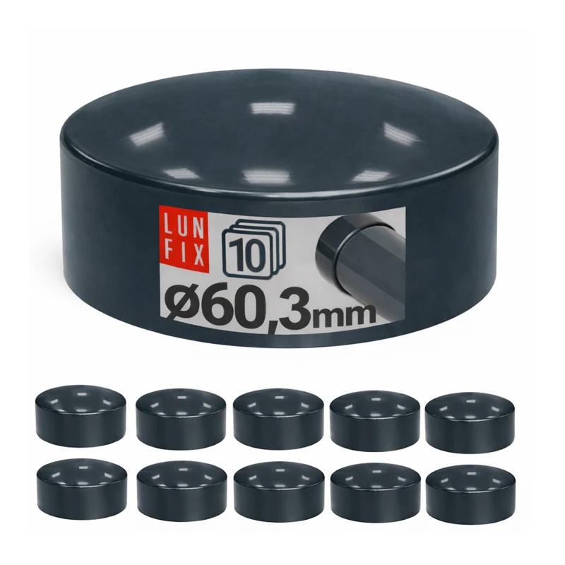 Außenkappe für Rundpfosten Ø60,3 mm, Graphit - 10 Stück
