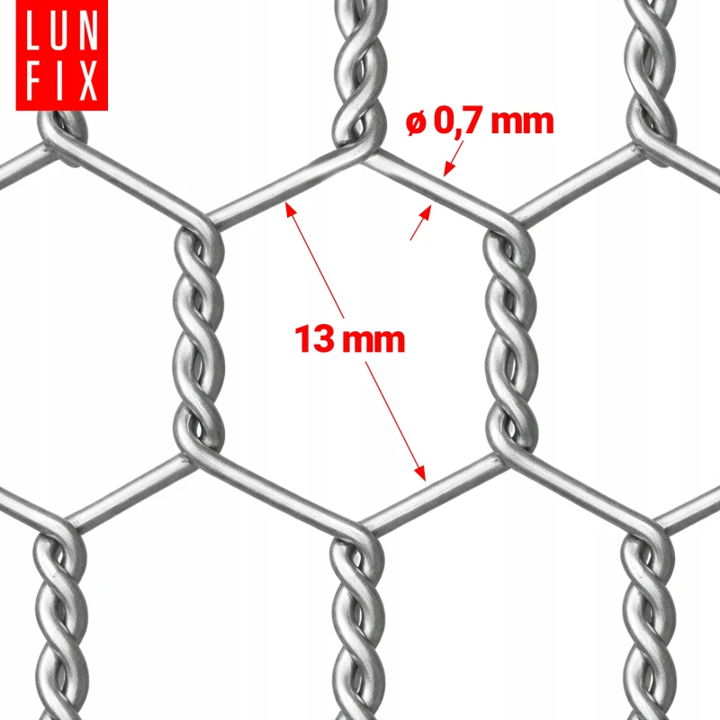 Siatka heksagonalna metalowa 13x13 mm, gr. 0,7 mm, ocynkowana h0,5 25 mb – hodowlana, na woliery, dla kota na balkon, przeciw ptakom