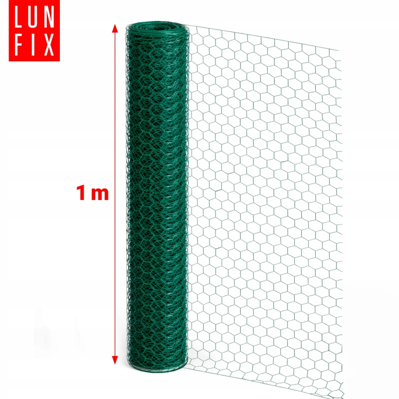 Sechseckgeflecht 25x25 mm, Drahtstärke 0,7 mm, Grün verzinkt Höhe 1 m 25 lfm - Tierhaltung, für Volieren, Katzenschutz für Balkon, Vogelschutz