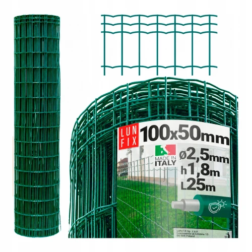 Schweißgitterzaun Grün 100x50 mm Ø2,5 mm Höhe 1,8 m 25 lfm - beschichtetes Schweißgitter Premium