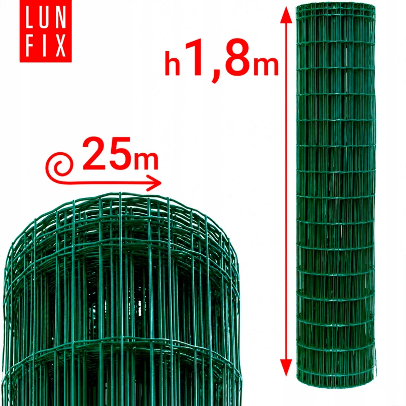 Schweißgitterzaun Grün 100x50 mm Ø2,5 mm Höhe 1,8 m 25 lfm - beschichtetes Schweißgitter Premium
