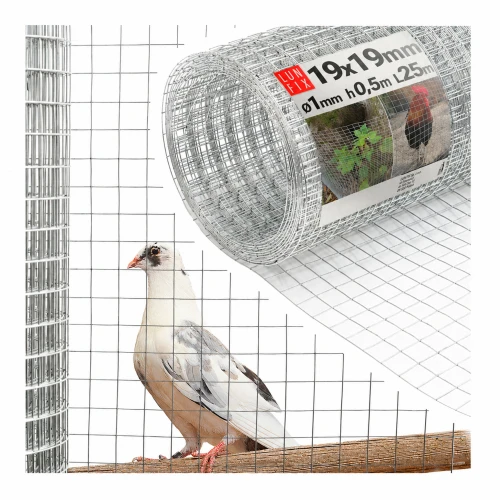 Verzinktes Schweißgitter 19x19 Ø1 mm Höhe 0,5 m 25 lfm - Tierhaltung, für Volieren