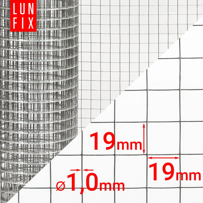 Siatka zgrzewana ocynkowana 19x19 fi1 mm h0,5 m 25mb - hodowlana, na woliery
