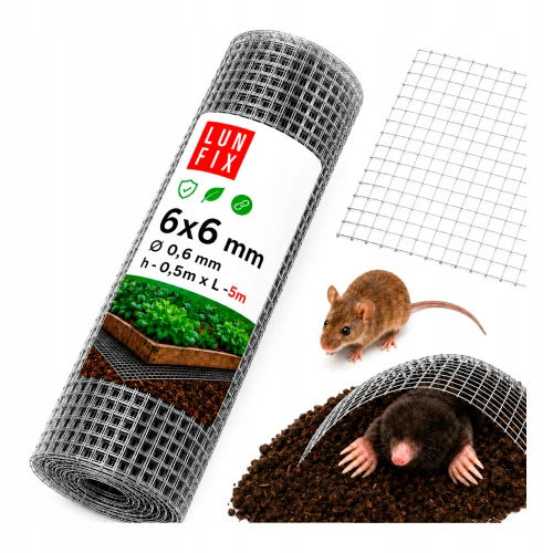 Verzinktes Schweißgitter 6x6 Ø0,6 mm Höhe 0,5 m 5 lfm - gegen Maulwürfe Marder und Wühlmäuse