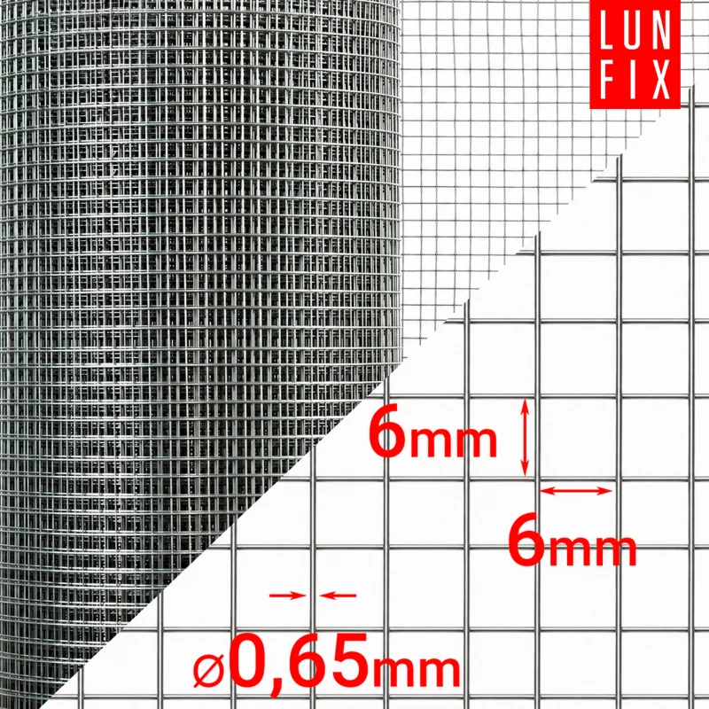Verzinktes Schweißgitter 6x6 Ø0,6 mm Höhe 0,5 m 5 lfm - gegen Maulwürfe Marder und Wühlmäuse