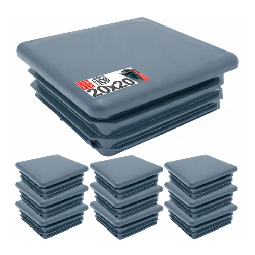 Quadratische Pfostenkappe Graphit 20x20 mm für Zaunpfosten 10 Stück - Pfostenstopfen Abdeckkappen Einsätze