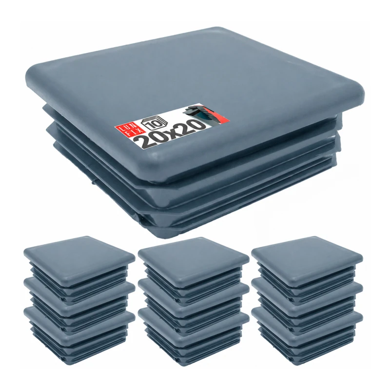 Quadratische Pfostenkappe Graphit 20x20 mm für Zaunpfosten 10 Stück - Pfostenstopfen Abdeckkappen Einsätze