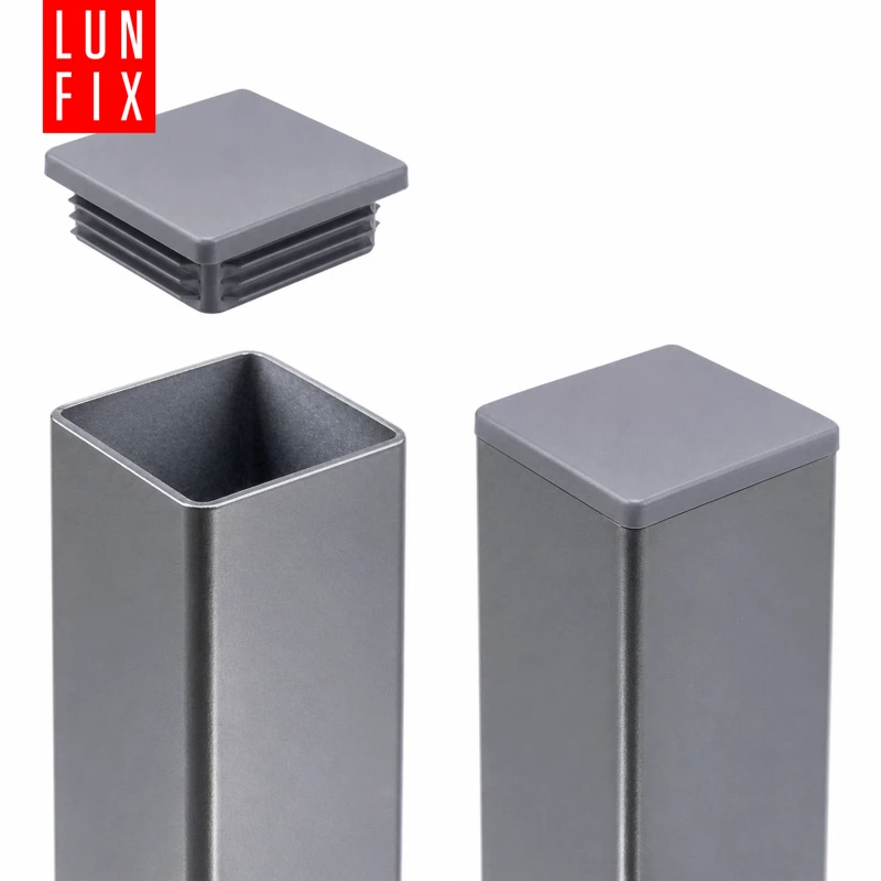 Zaślepka kwadratowa grafit 20x20 mm do słupka ogrodzeniowego 10 szt. - Zatyczki do słupków, korki, wkładki
