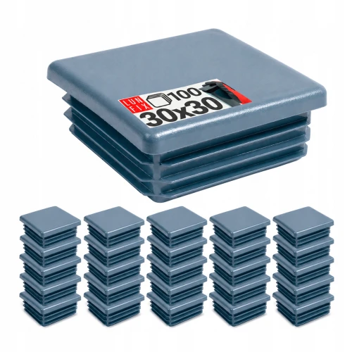 Quadratische Pfostenkappe Graphit 30x30 mm für Zaunpfosten 100 Stück - Pfostenstopfen Abdeckkappen Einsätze