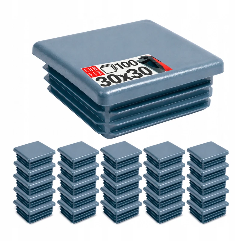 Quadratische Pfostenkappe Graphit 30x30 mm für Zaunpfosten 100 Stück - Pfostenstopfen Abdeckkappen Einsätze