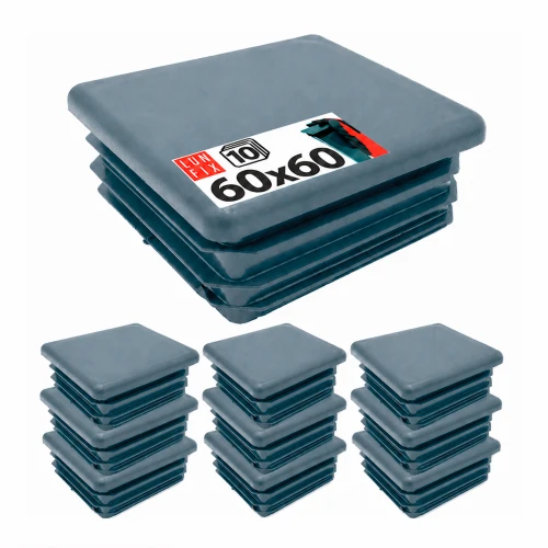 Quadratische Pfostenkappe Graphit 60x60 mm für Zaunpfosten 10 Stück - Pfostenstopfen Abdeckkappen Einsätze