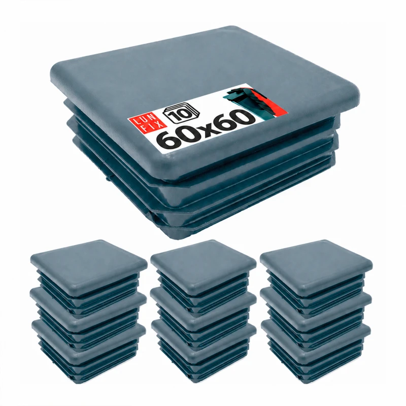 Zaślepka kwadratowa grafit 60x60 mm do słupka ogrodzeniowego 10 szt. - Zatyczki do słupków, korki, wkładki