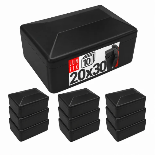 Rechteckige Pfostenkappe Schwarz 20x30 mm für Zaunpfosten 10 Stück - Pfostenstopfen Abdeckkappen Einsätze