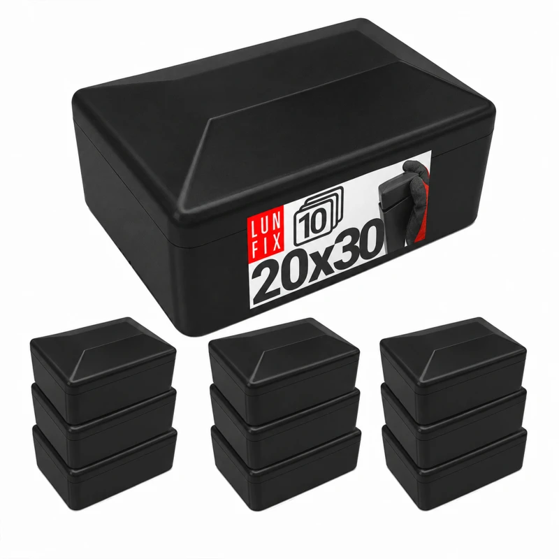 Rechteckige Pfostenkappe Schwarz 20x30 mm für Zaunpfosten 10 Stück - Pfostenstopfen Abdeckkappen Einsätze