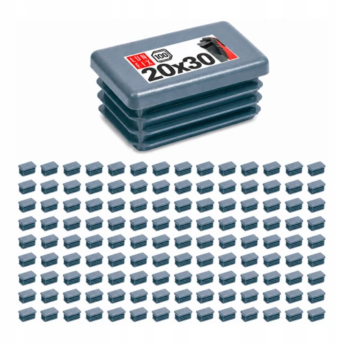 Rechteckige Pfostenkappe Graphit 20x30 mm für Zaunpfosten 100 Stück - Pfostenstopfen Abdeckkappen Einsätze